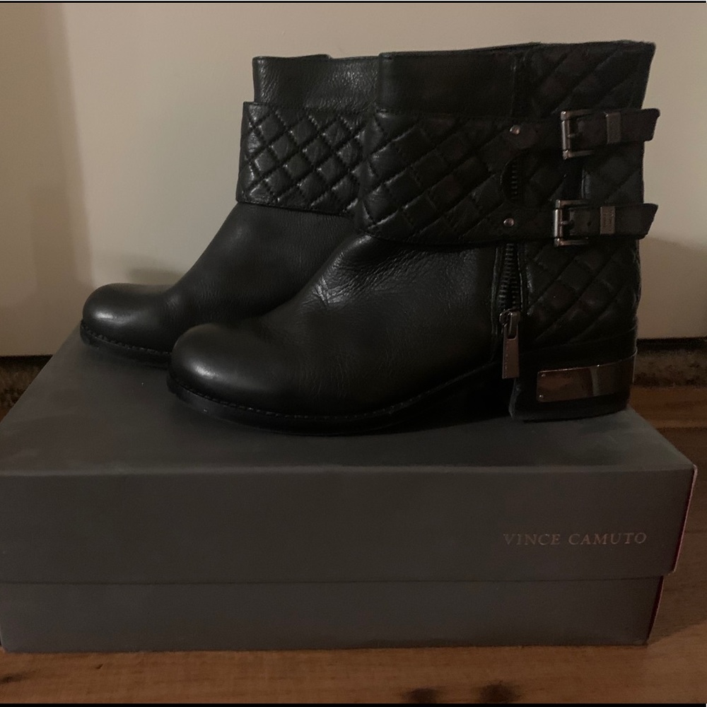 Barely used black Vince Camuto combat boots